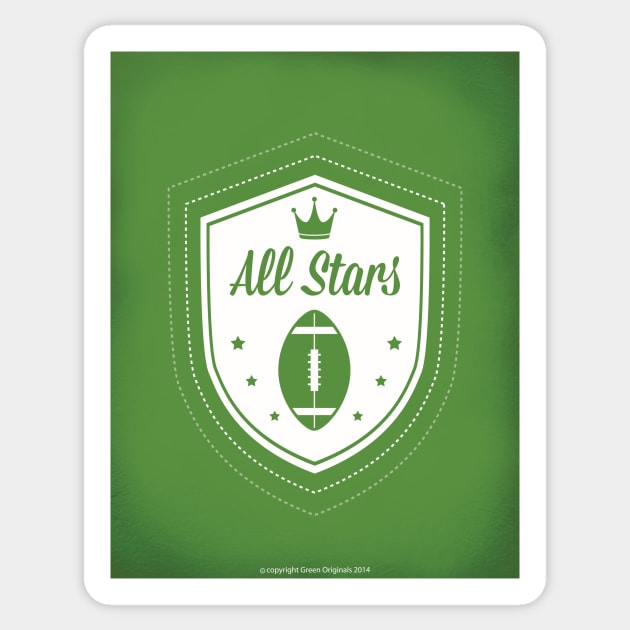 All Stars Football Art in Green Sticker by greenoriginals